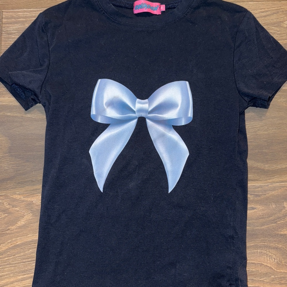 Adorable edikted blue bow baby tee